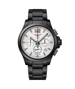 Conquest 42 Chronograph Silver Steel Strap