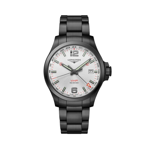 Conquest 43 V.H.P GMT Silver Steel Strap