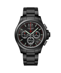 Conquest Chronograph Black Steel Strap