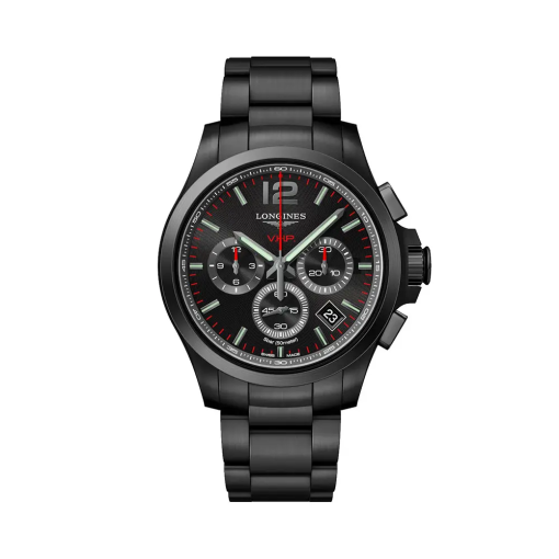 Conquest Chronograph Black Steel Strap